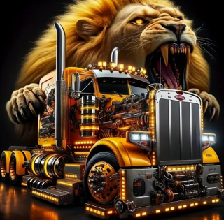 Diamond Painting Löwen LKW